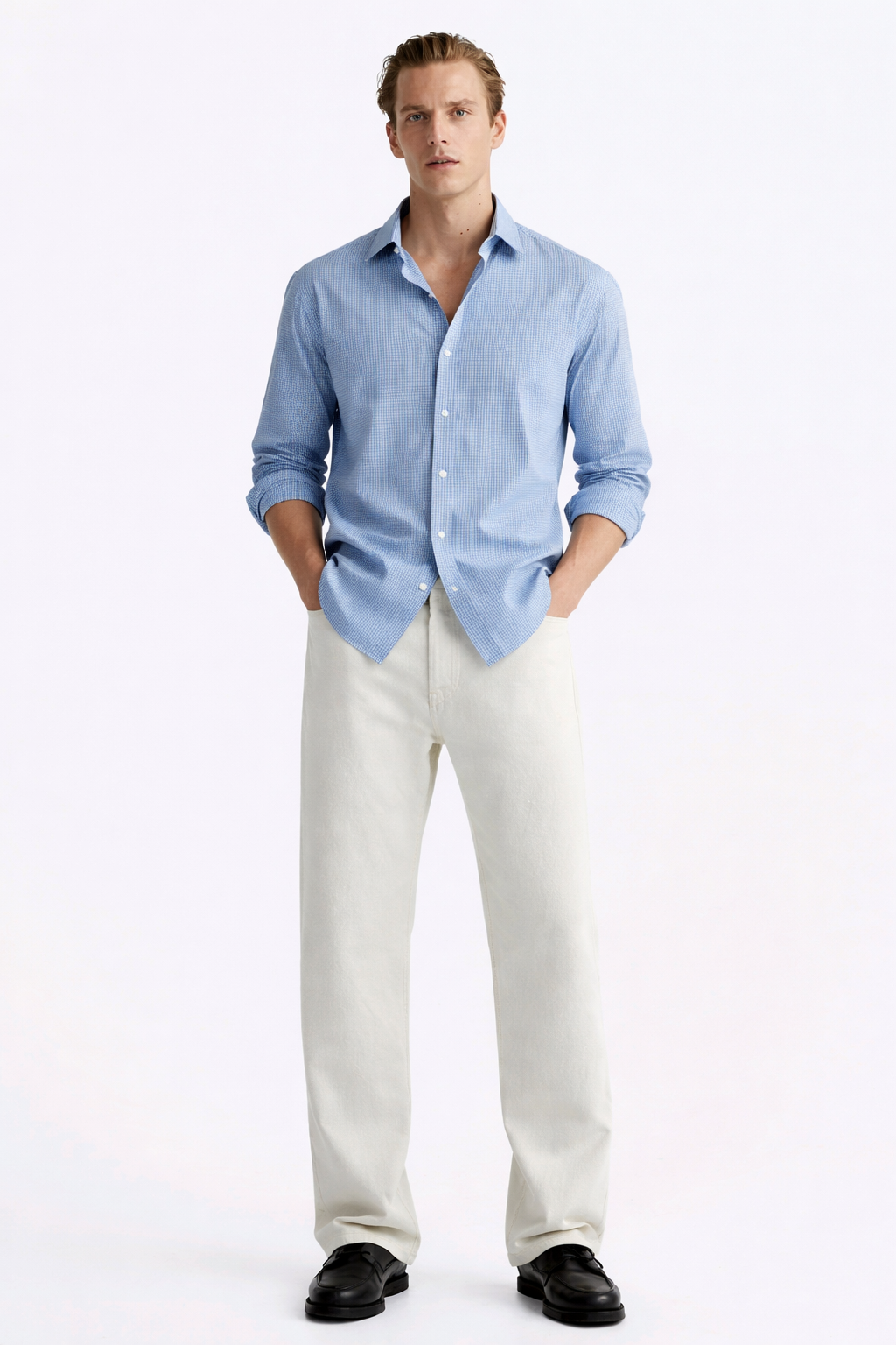 Carolina Blue Micro Geometric Signature Shirt