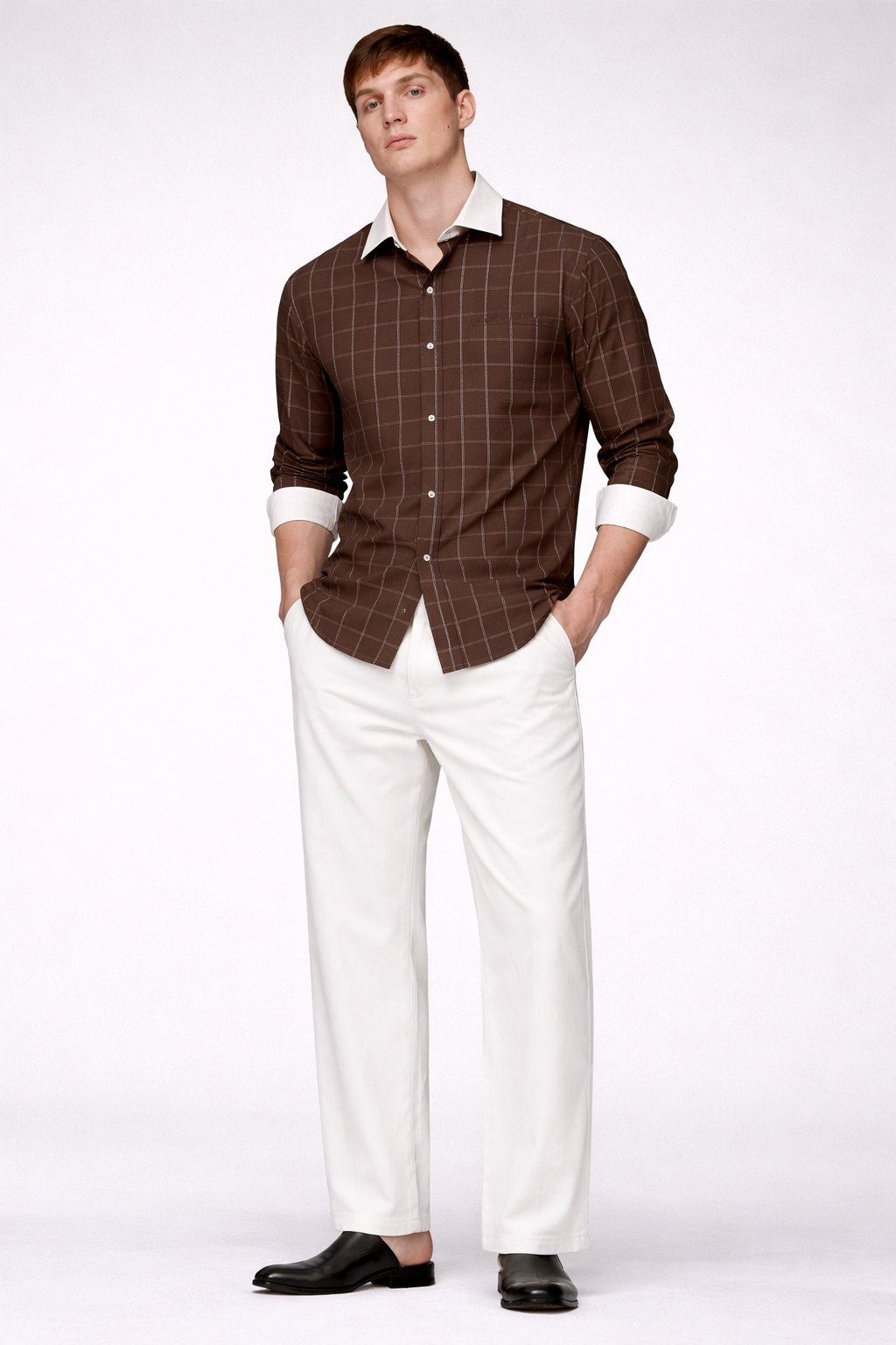 Espresso Brown Windowpane Shirt