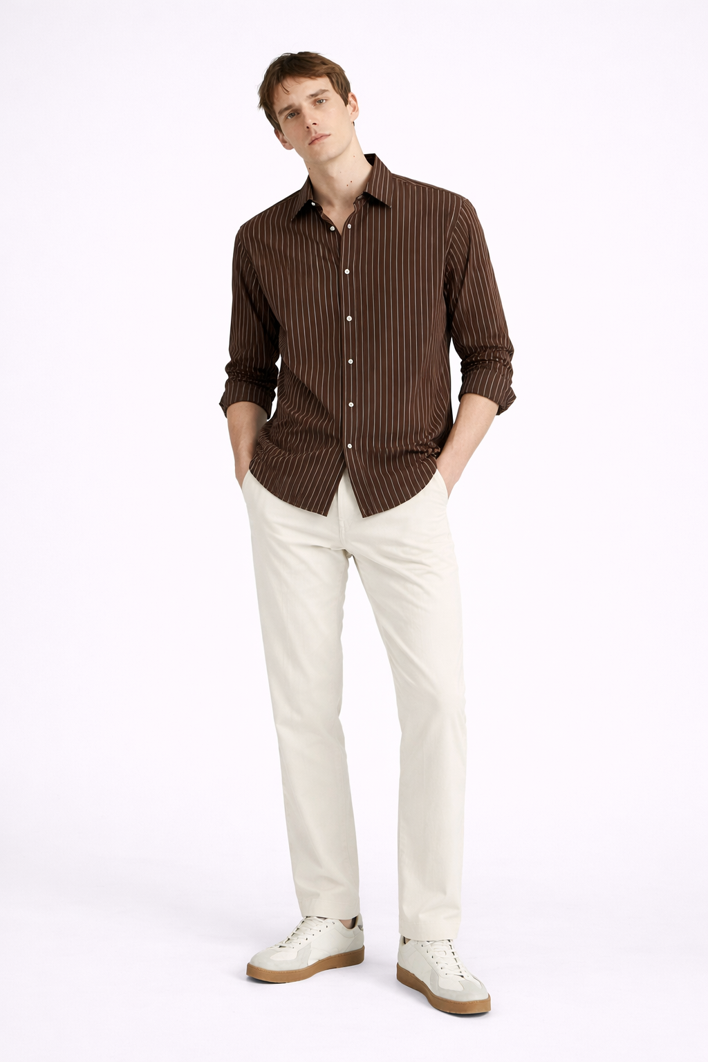 Truffle Stripe Luxe Cotton Shirt