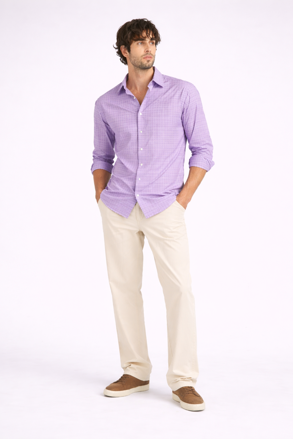 Passiflora Purple Micro-Check Premium Cotton Shirt KORE MYK