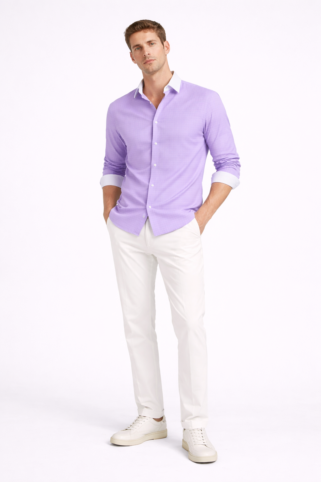 Royal Lilac Contrast Collar Shirt