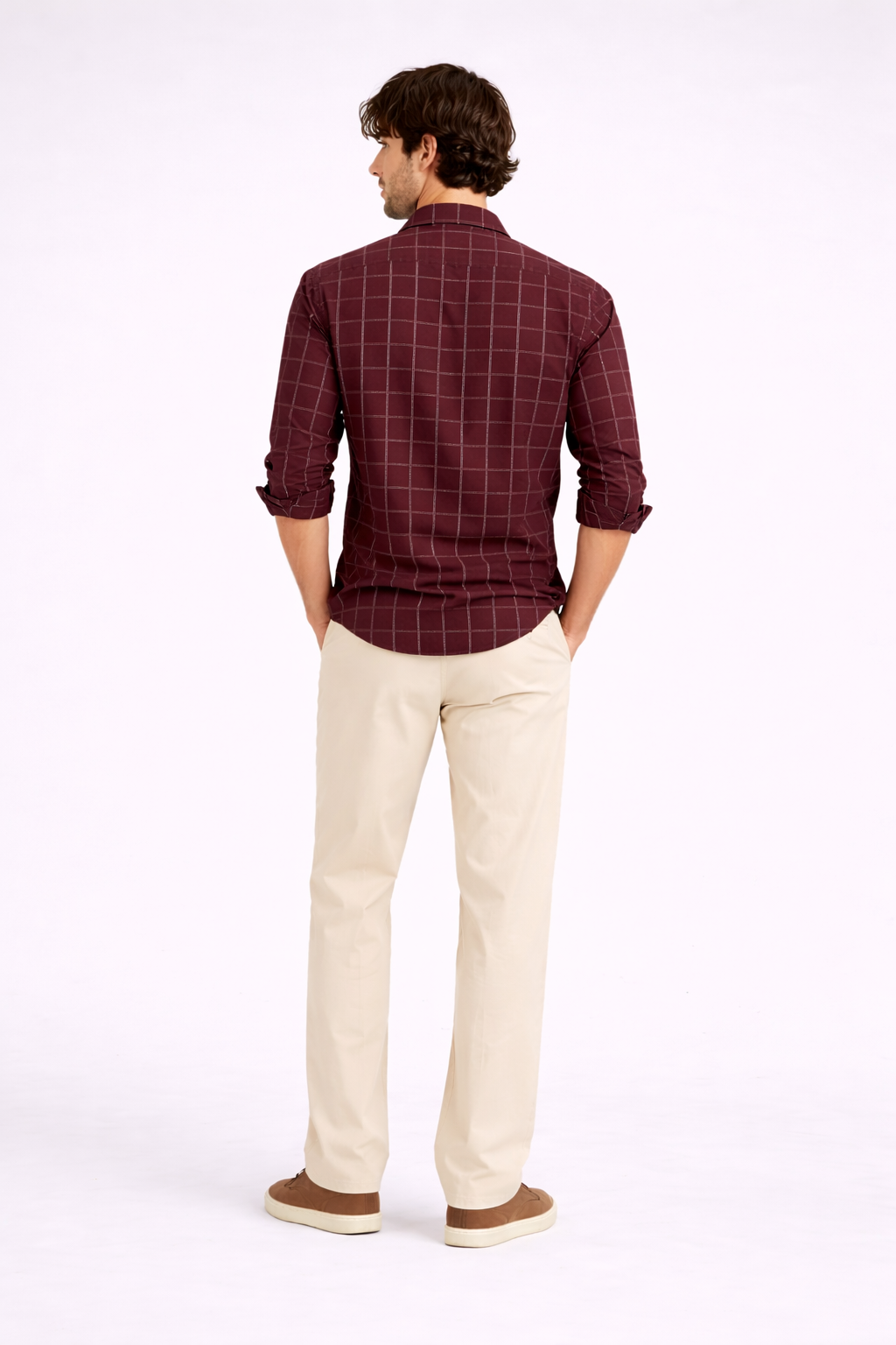 Huckleberry Maroon Gridline Luxe Cotton Shirt KORE MYK