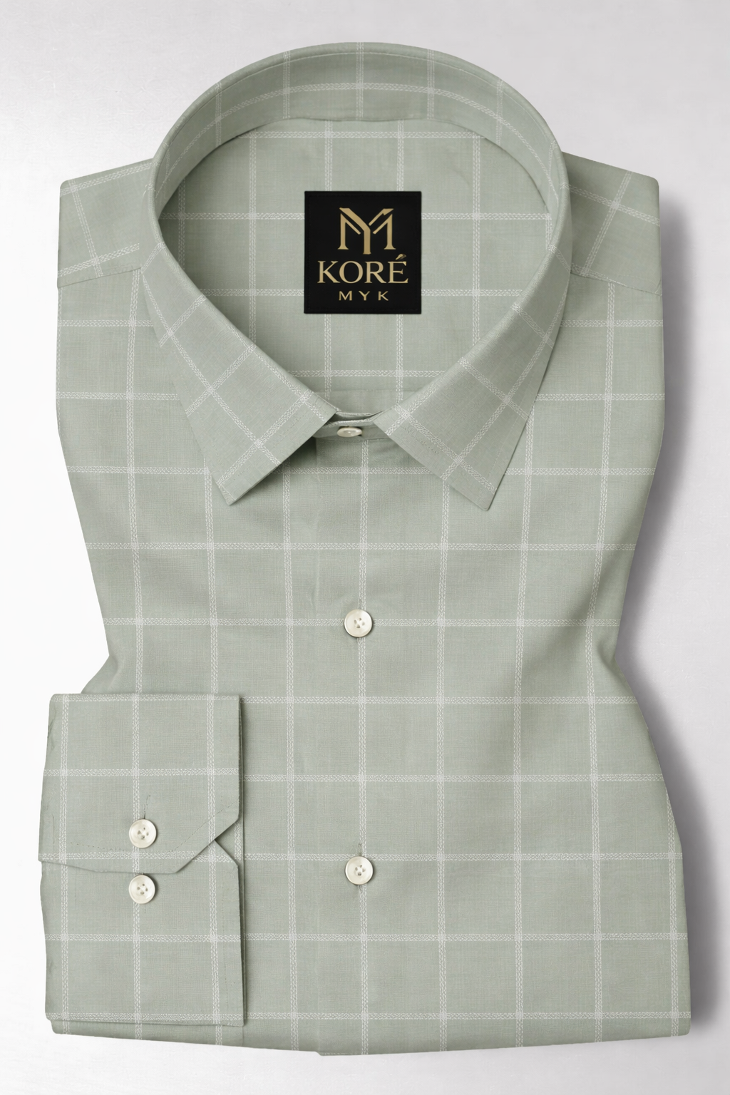 Celadon Sage Gridline Luxe Cotton Shirt
