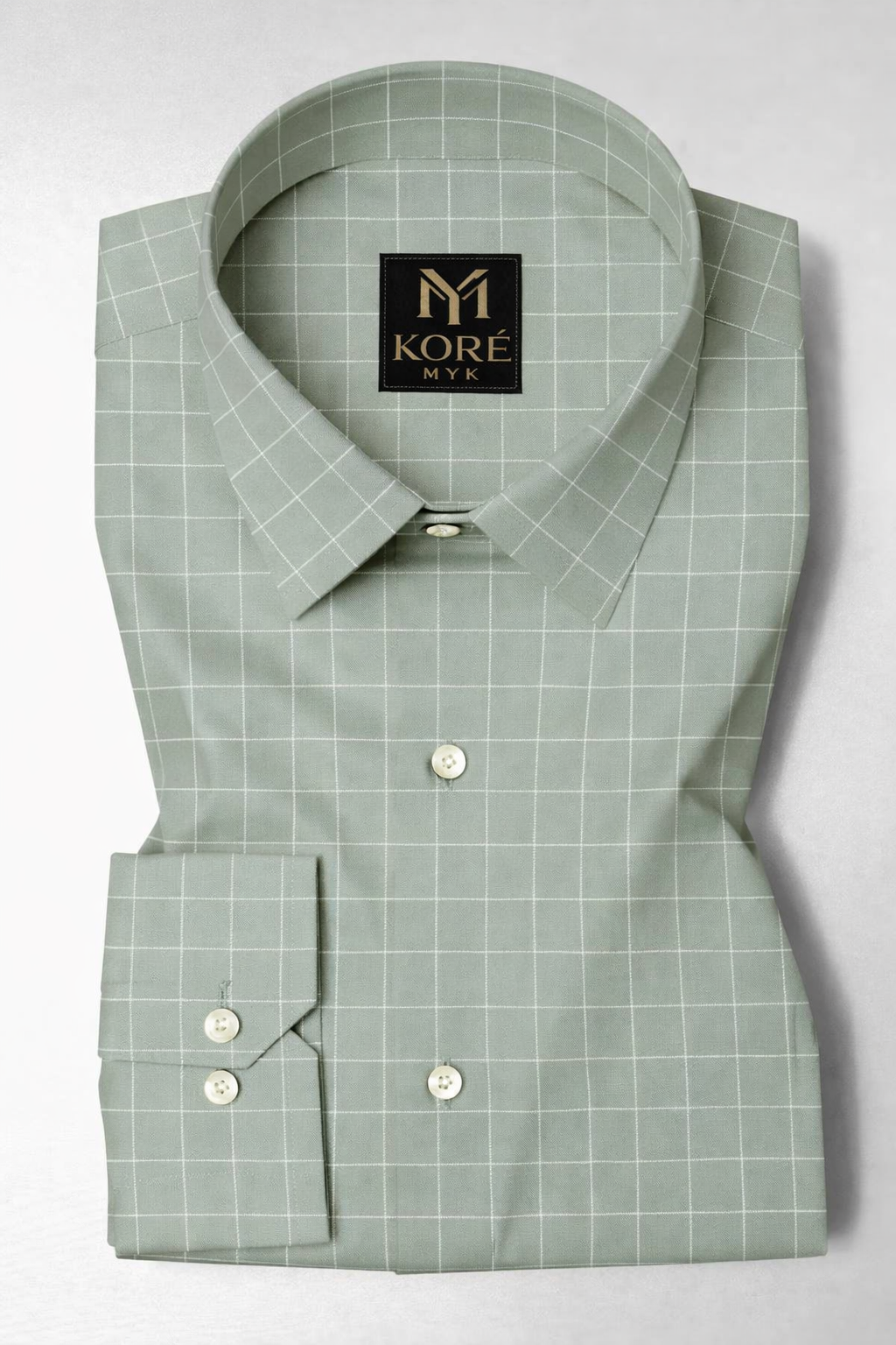 Sage Mist Gridline Premium Cotton Shirt
